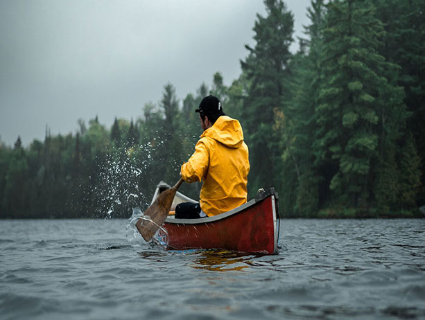 Man on a canoe trip